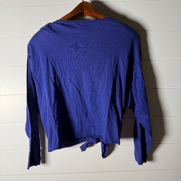 Carole Little Sport Long Sleeve 100% Cotton Front Tie Embellished Shirt Purple M - Picture 4 of 7